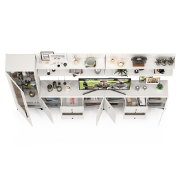 Шкаф со стеклом и 2 комода для аппаратуры с 4 полками Валенсия № 119