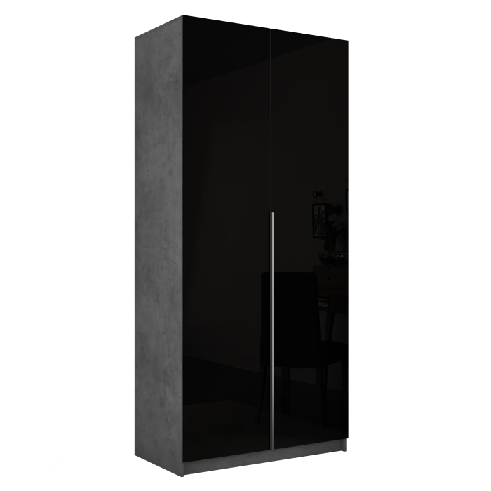 Шкафы распашные, Шкаф распашной Е1 Локер 101x52.5x220 см, с черным стеклом и модулем