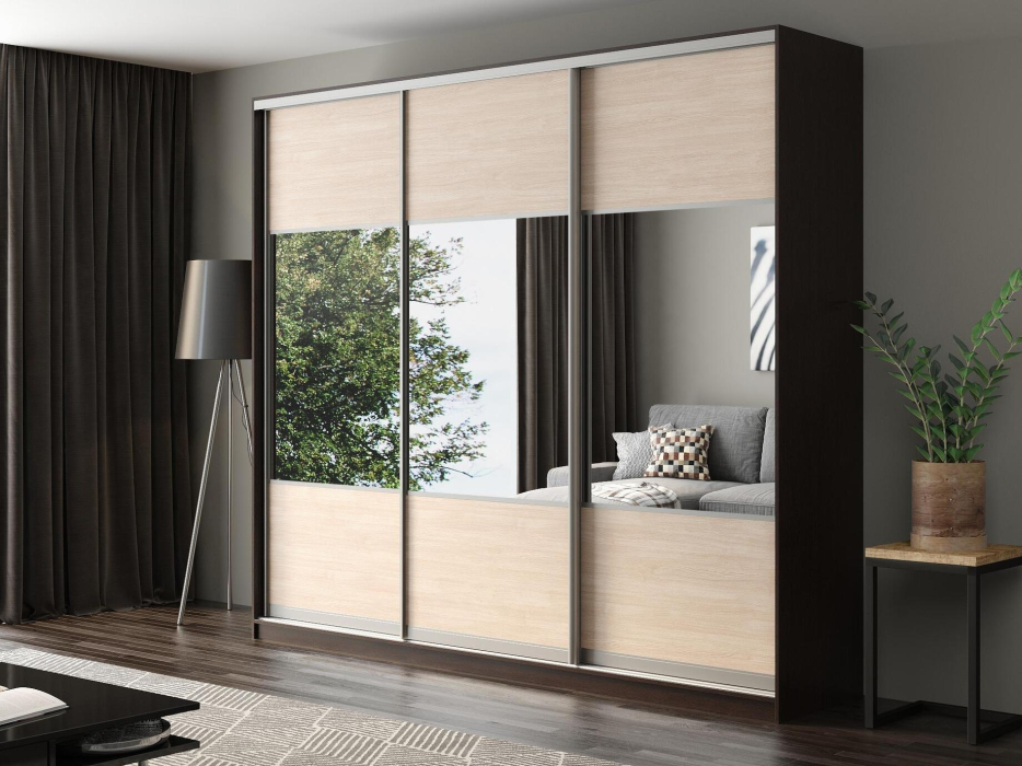 Шкафы-купе, Шкаф-купе Айсберг 260 ВЕНГЕ (шамони светлый/комбинированный)