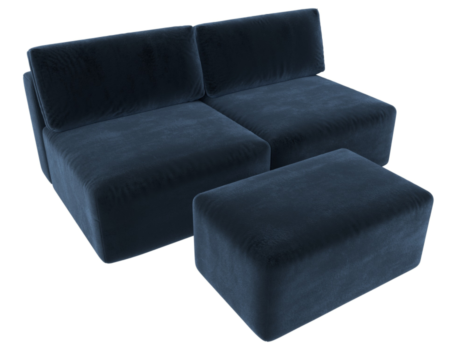 Диваны еврокнижки, Диван прямой модульный с пуфом Лига-060 НПБ, велюр TOWER
