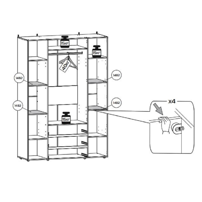 Шкафы распашные, Шкаф для одежды и белья Nature 555