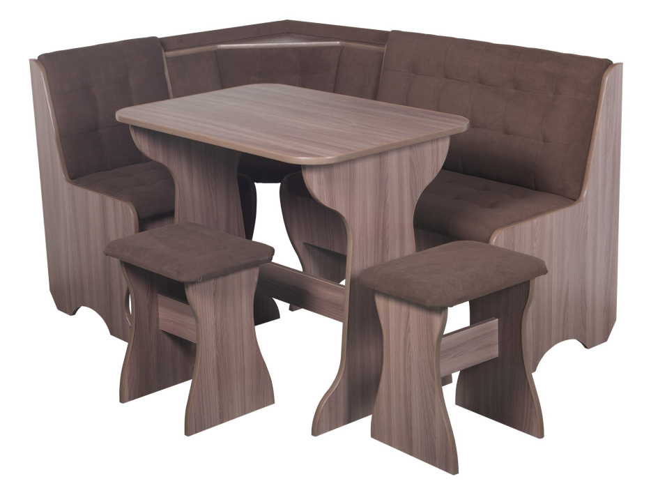 Кухонные уголки, Кухонный уголок Стиль 1Л (со столом СТ4) Ясень шимо темный / велюр