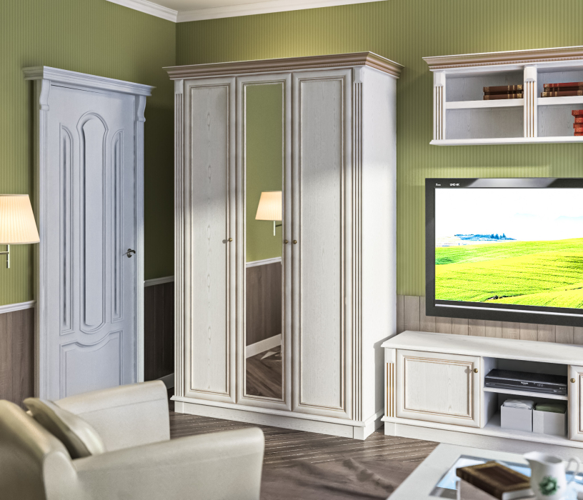 В гостиную, Шкаф 3-х дверный с зеркалом Версаль СБ-2318