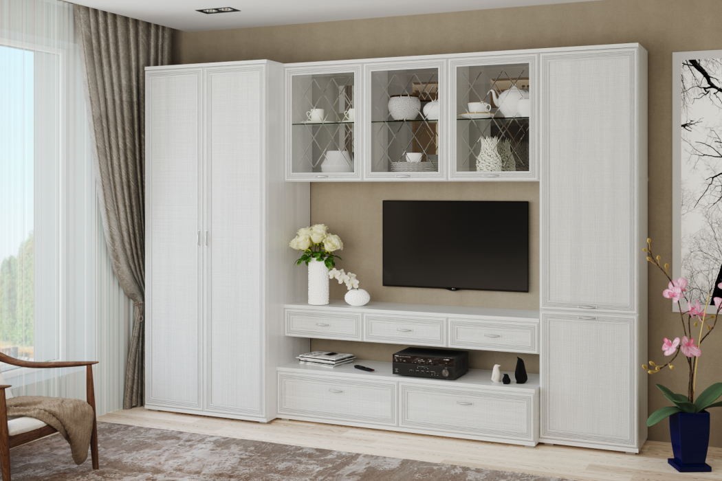 Стенки для гостиной, Модульная гостиная Карина композиция 23