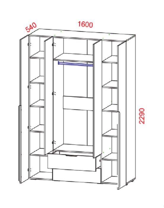 Для одежды, Шкаф четырехдверный Харди