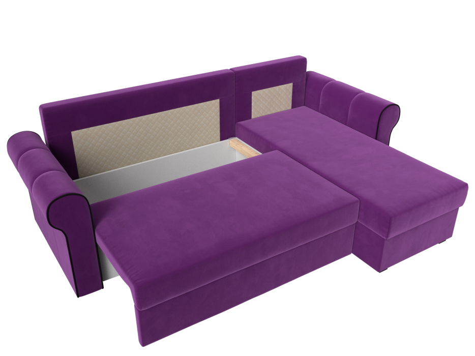 Диваны угловые в гостиную, Угловой диван-кровать Рейн, еврокнижка, микровельвет, правый