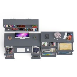 Полка Мори 1200 с письменным столом Мори МС-2 и комодом на восемь ящиков