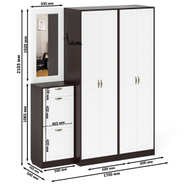 Модульная мебель в прихожую П-6 № 14 МДФ фрезеровка прованс