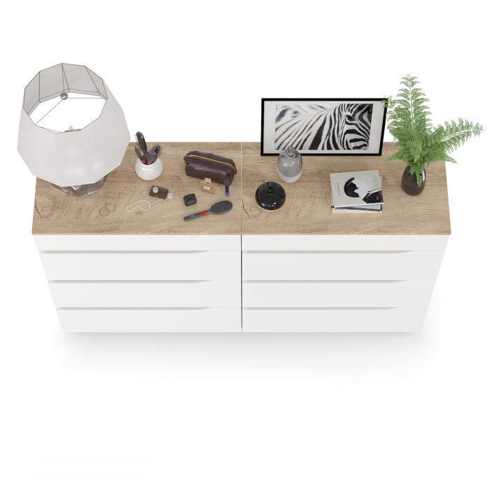 Комоды, Два комода Муссон белый/дуб эндгрейн элегантный