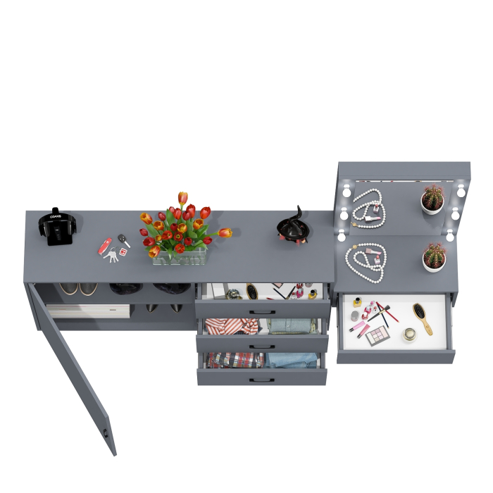 Туалетные столики, Стол косметический навесной с подсветкой и комод 122-1504