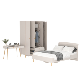 Столик прикроватный с кроватью 1400 Афина со шкаф-комодом 4-ре двери два ящика