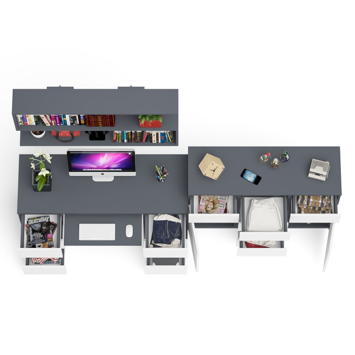 Домашние кабинеты, Комод-тумба Мори МК1200.4 с открытой верхней полкой и стол компьютерный МС-2