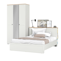 Спальные гарнитуры, Шкаф для одежды с зеркалом Остин с кроватью Остин с ортопедическим основанием