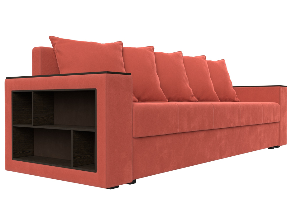 Диваны кровати со спальным местом, Диван прямой Дубай Лайт полки слева, микровельвет