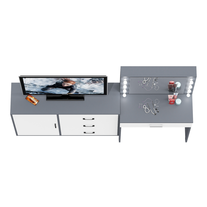 Туалетные столики, Косметический стол с подсветкой и выдвижным ящиком СТ-4 и комод 122-1204