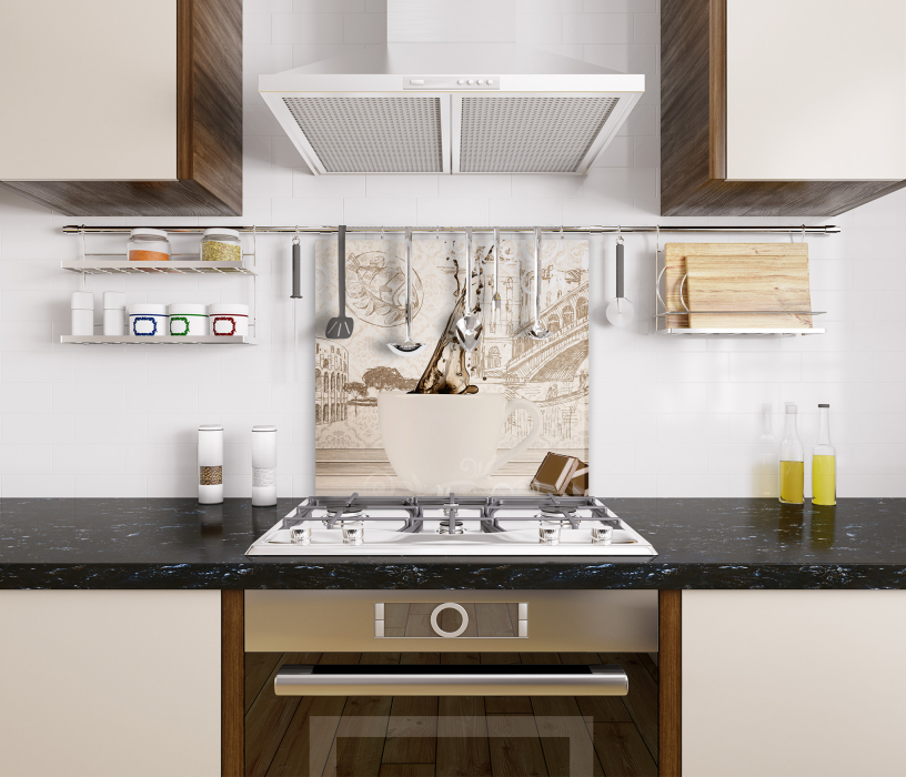 Стеновые панели, Интерьерная панель из стекла 600*600*6 мм MGF66_сладкий_кофе