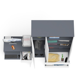 Компьютерный стол Мори с тумбой с дверкой и ящиком правый и шкаф-комод МШ1200-1