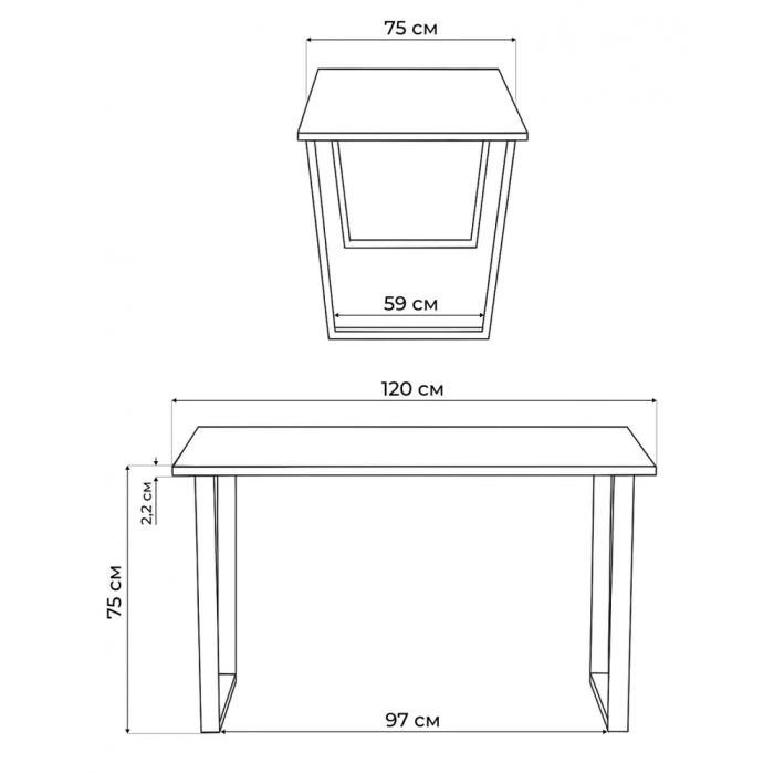 Обеденные столы, Стол деревянный Лота Лофт 120 22 мм (Черный матовый)