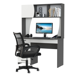 Стол компьютерный с надстройкой Сигма и компьютерное кресло чёрное