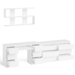 Стол компьютерный ящики слева и справа Мори МС-2 с комодом и полкой навесной