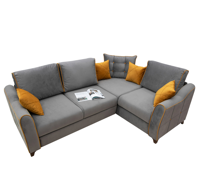 Диваны угловые в гостиную, Угловой диван Френсис, Велюр Амиго