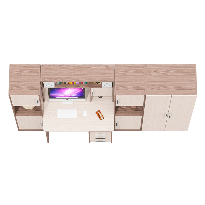 Домашние кабинеты, Уголок для школьника из стола с пеналами и платяного шкафа СК-9