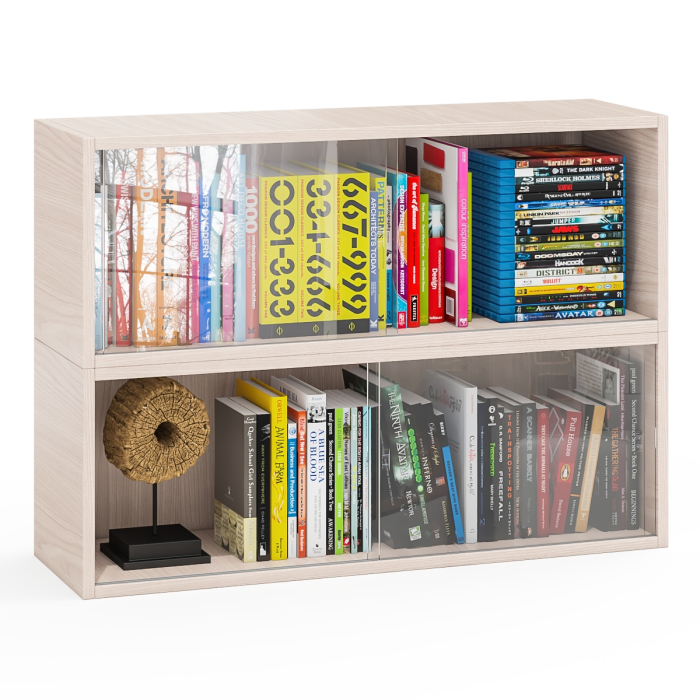 Настенные полки, Комплект из двух книжных полок со стеклом КН-01