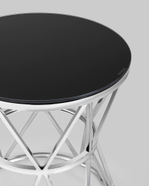 Журнальный стол ВИВА 50х50 (Стекло черное/Сталь серебро)