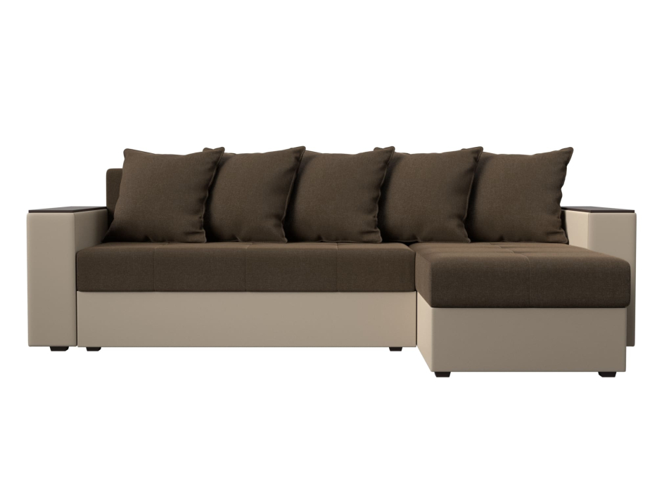 Диваны угловые в гостиную, Диван угловой Дубай Лайт, рогожка/экокожа, правый угол