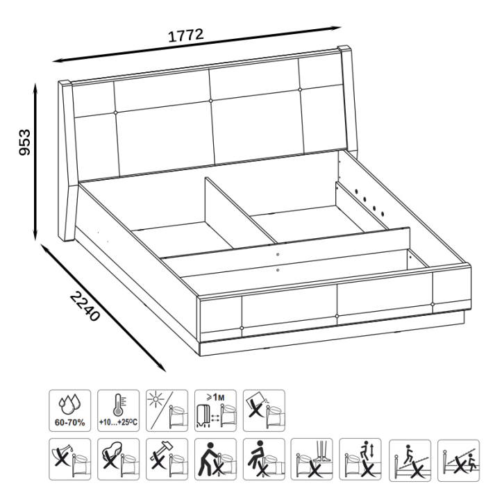 Двуспальные, Кровать Муссон 11.28ПОД с подъёмным основанием дуб эндгрейн/иск.кожа белая