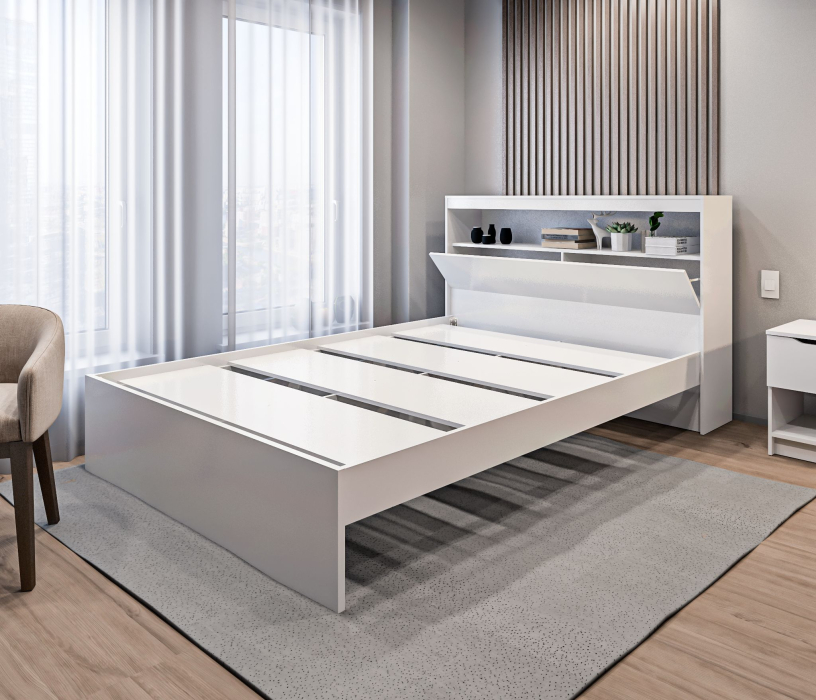 Кровати 160 см, Бруклин СБ-3356 Кровать Белый с ящиками выкатными СБ-3357