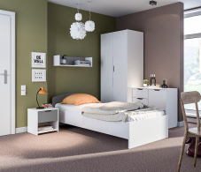 Mika / Мика, Mika / Мика детская Белый/Серый (кровать 900, тумба, шкаф, комод)