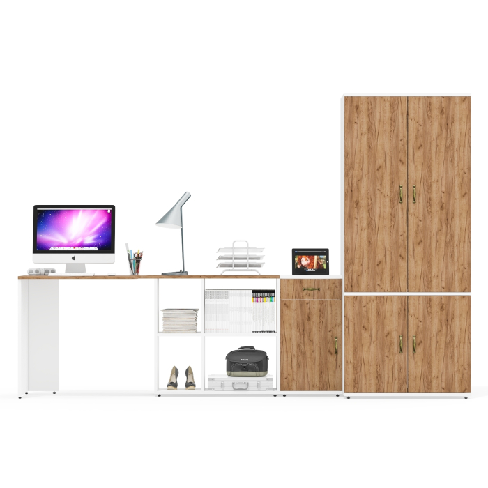 Домашние кабинеты, Шкаф для белья Лидер-8 19Б с письменным столом и тумбочкой МД 3.15