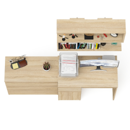 Однотумбовый стол компьютерный Мори МС-1 левый с комодом три ящика и навесной полкой 900