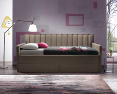 Мягкая кровать, Кровать с  дополнительным спальным местом  и боковинами Порше, микровелюр