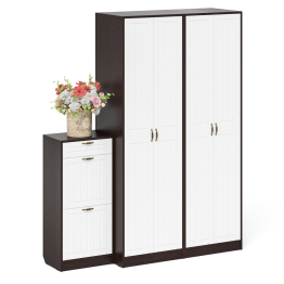 Тумба для обуви две секции и два шкафа в прихожую П-6 № 13 МДФ фрезеровка прованс