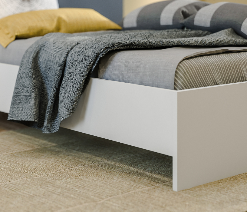 Кровати одноярусные, Mika СБ-3286 Кровать Белый,Серый с основанием