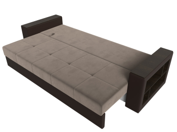 Диван прямой Дубай Лайт полки справа, велюр/экокожа