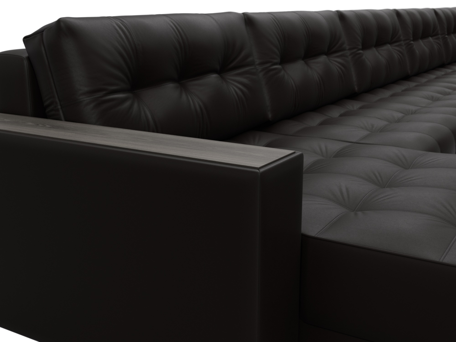 Диваны еврокнижки, Диван П-образный с декором Лига-049 НПБ Мегалонг, экокожа GRIFON