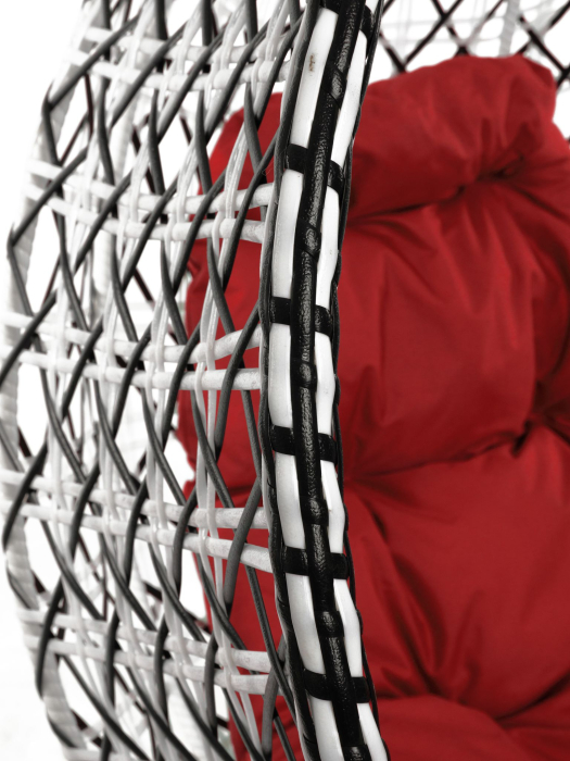 Подвесные кресла, Подвесное кресло КАПЛЯ ЛЮКС белая стойка двуцветное с ротангом