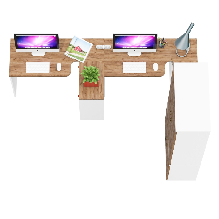 Домашние кабинеты, Шкаф для хранения Лидер-8 и два стола с нишей