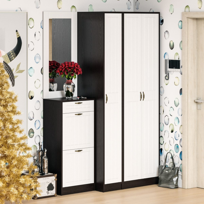 Прихожие, Модульная прихожая с зеркалом П-6-500 № 49 фрезеровка прованс