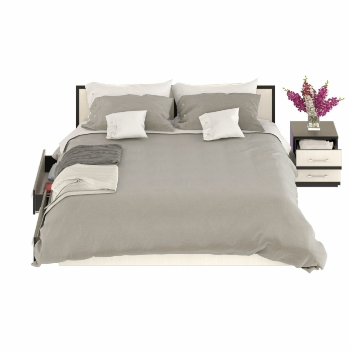 Спальные гарнитуры, Кровать с ящиками Сакура 1800 с прикроватной тумбой