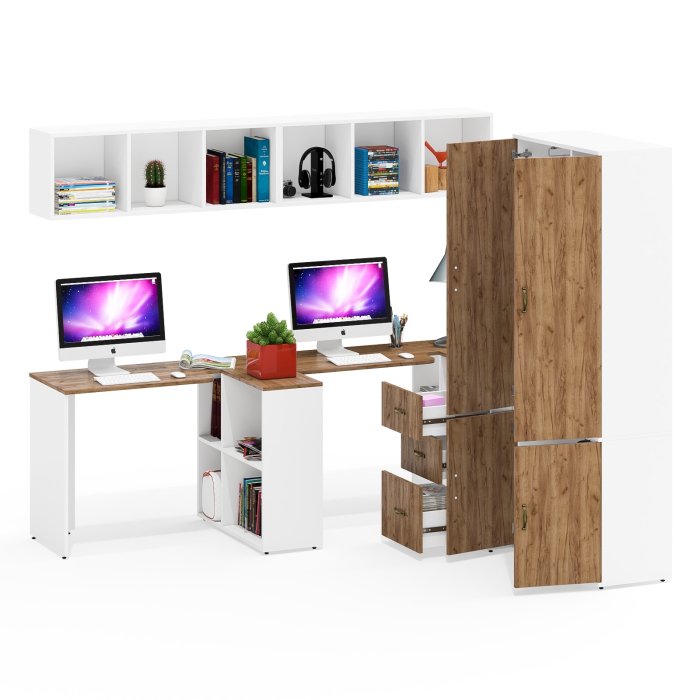 Домашние кабинеты, Модульная мебель для учёбы в семью для двоих детей Лидер-8 № 60