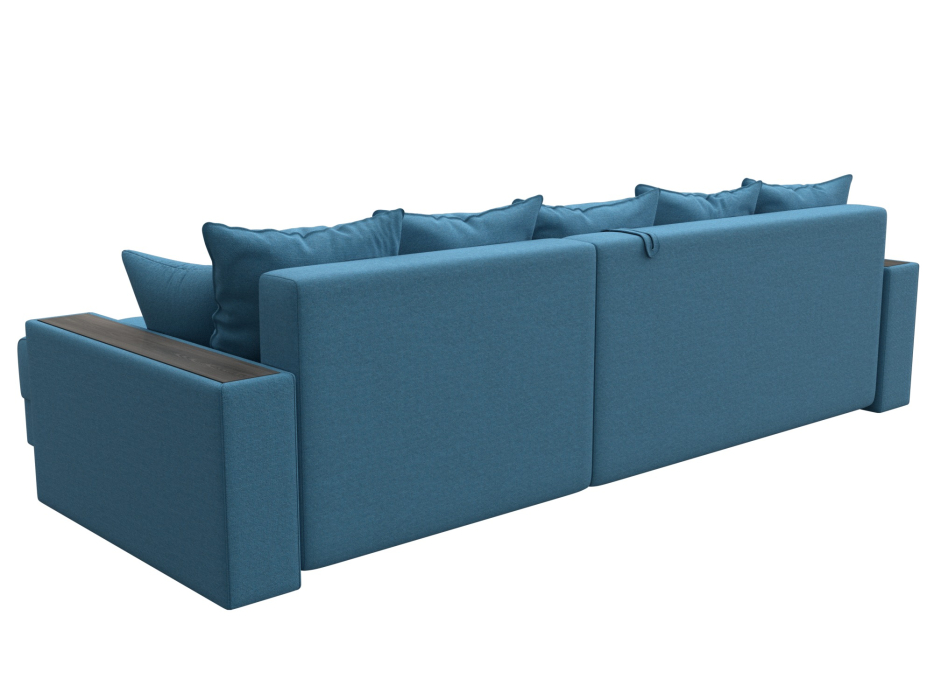 Диваны угловые в гостиную, Диван угловой с декором и полкой Лига-050 НПБ, рогожка Амур