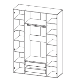 Шкаф четырехдверный с нишей Браун