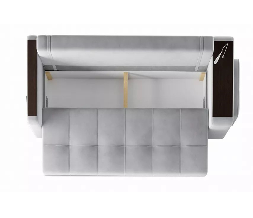 Диваны с ящиком для белья, Диван-кровать прямой Smart 4 пуф справа Велюр