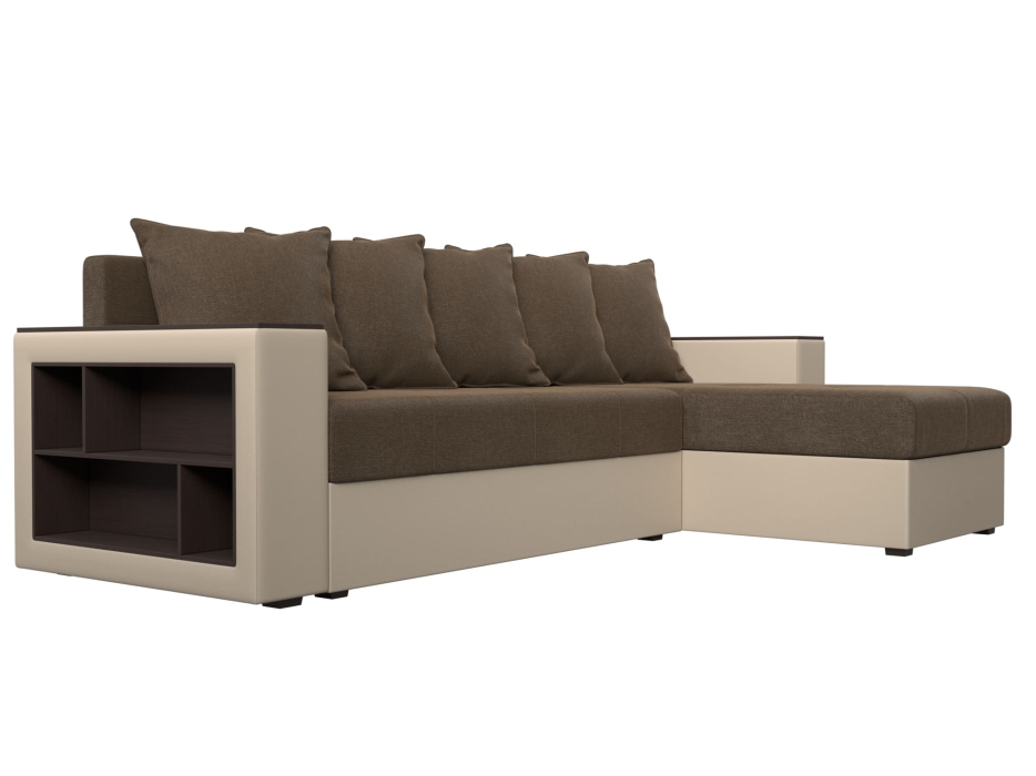 Диваны угловые в гостиную, Диван угловой Дубай Лайт, рогожка/экокожа, правый угол