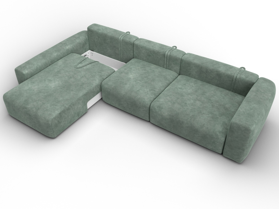 Диваны угловые в гостиную, Диван угловой Лига-066 НПБ Лонг угол левый, велюр BRUT