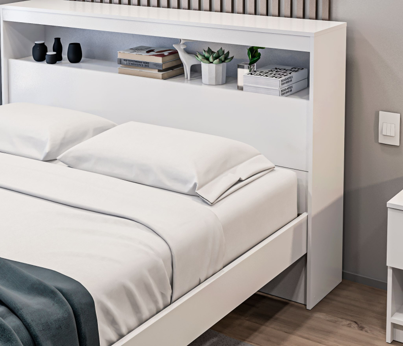 Кровати 160 см, Бруклин СБ-3356 Кровать Белый с ящиками выкатными СБ-3357
